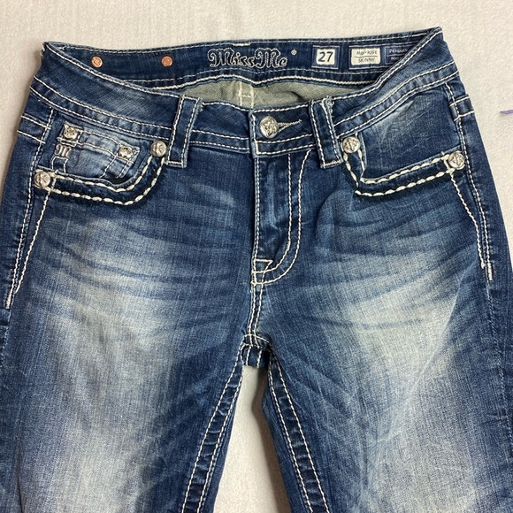 Miss Me Mid Rise Skinny Blue Jeans size 27 - Picture 1 of 11